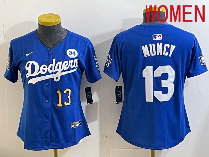 Women Los Angeles Dodgers #13 Muncy Blue Game 2024 Nike MLB Jersey style 11211
